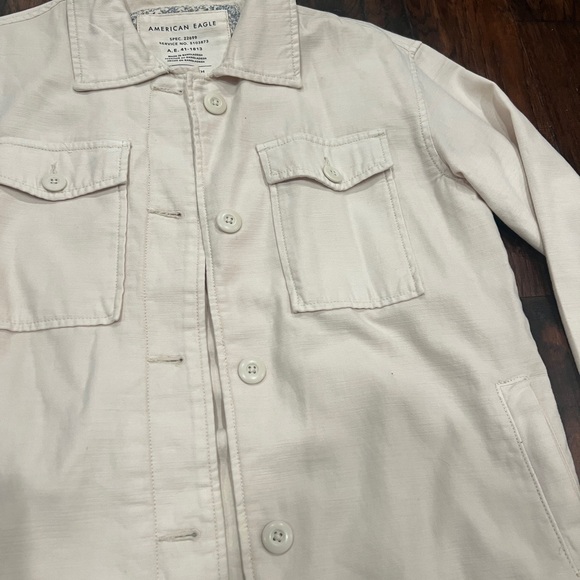 NWOT Women’s XS American Eagle Cream Beige Shacket Military Style Jacket - Picture 6 of 9